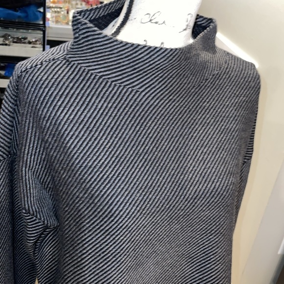NWT Eileen Fisher diagonal stripe funnel neck sweater Italian Extra fine Merino - Picture 5 of 5